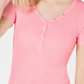 Planet Gold Juniors' V-Neck Henley Top Pink Size Large