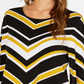 Alfani Women's Petite Striped V-Hem Top Yellow Size PS