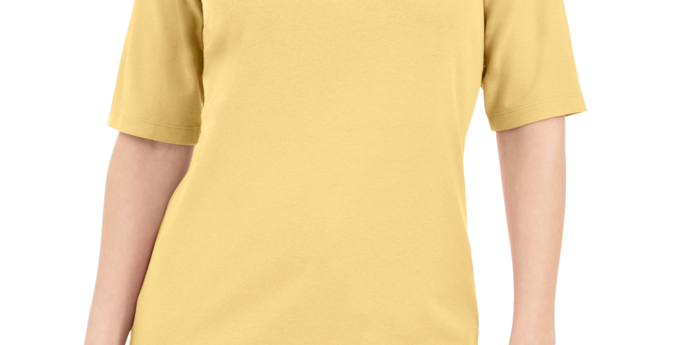 Karen Scott Women's Button-Detail V-Neck Top Yellow Size Small