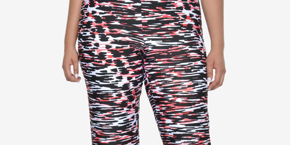 NY Collection Women's Plus Printed Elastic Waistband Pants Pink Size 2X
