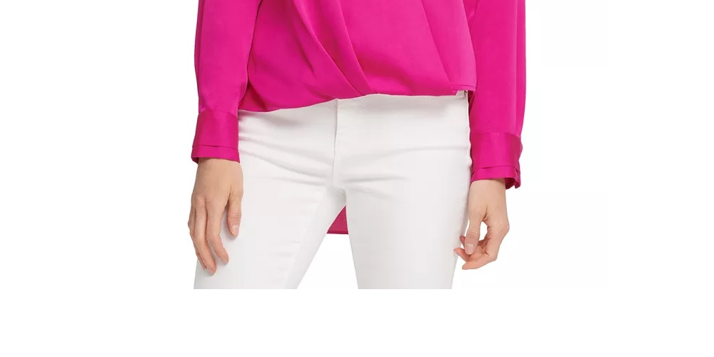 DKNY Women's Surplice Blouse Pink Size Large