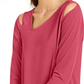 Alfani Women's Cold-Shoulder Asymmetrical Top Red Size X-Large
