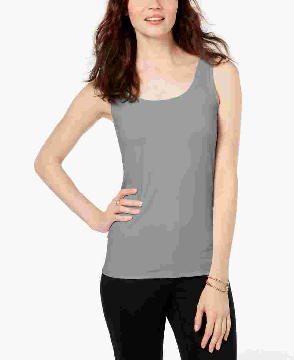 Alfani Women's Scoop-Neck Basic Tank Gray Size X-Small