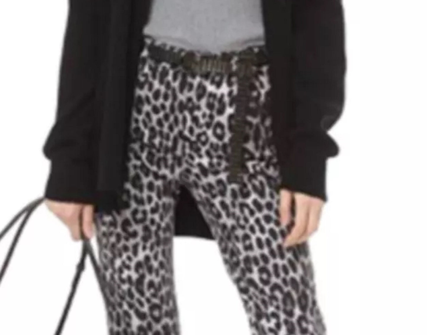 Michael Kors Women's Belted Faux Fur Collar Long Sleeve Open Cardigan Top Black Size X-Large