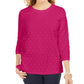 Karen Scott Women's Sport Textured-Dot 3/4-Sleeve Top Pink Size X-Small