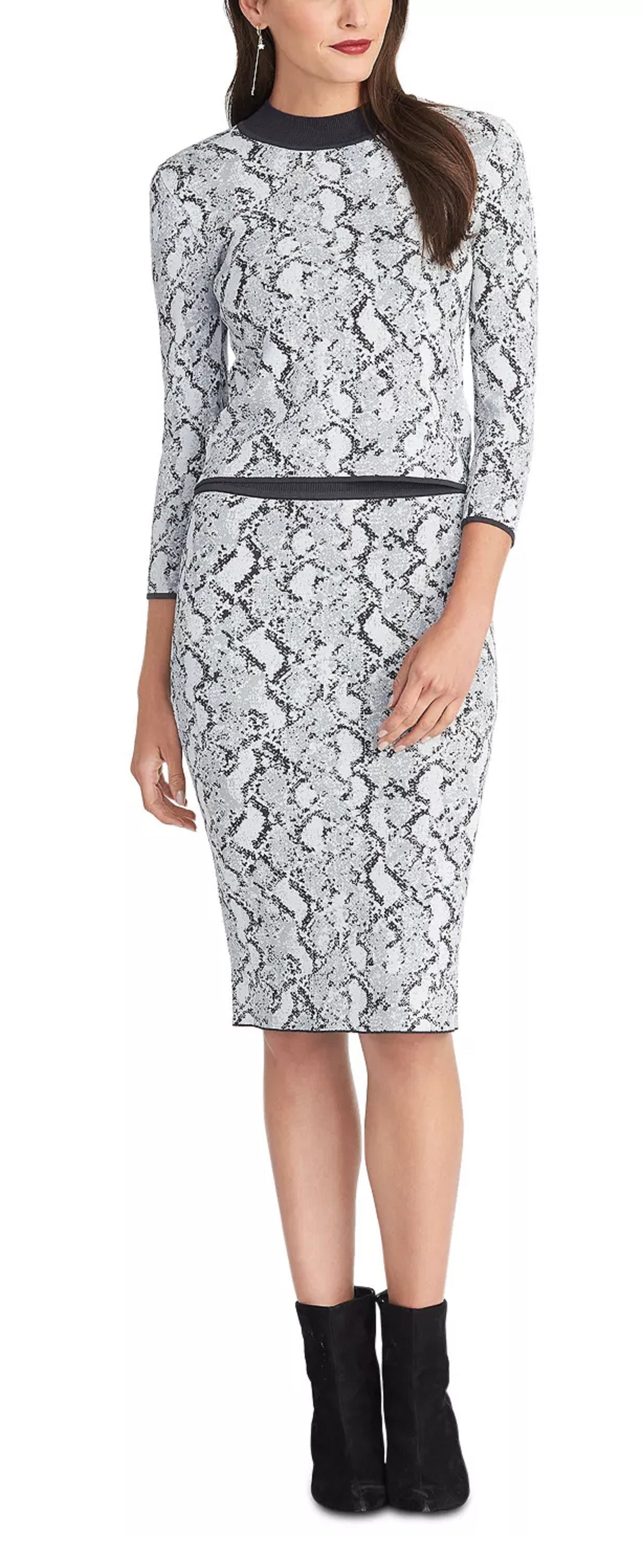 Rachel Roy Women's Lindey Printed Sweater Skirt Gray Size Small
