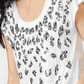 INC International Concepts Women's Sequined Leopard T-Shirt White Size Small