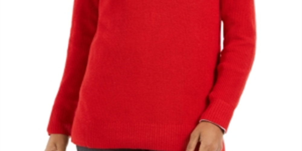 Charter Club Women's Solid Long Sleeve V Neck T-Shirt Top Red Size X-Large