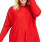 INC International Concepts Women's Plus Long-Sleeve High-Low Sweater Red Size 0X