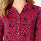 Charter Club Women's 3/4 Sleeve Printed Polo Top Pink Size Large