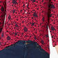 Charter Club Women's 3/4 Sleeve Printed Polo Top Pink Size Large