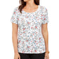 Karen Scott Women's Floral-Print T-Shirt White Size Small