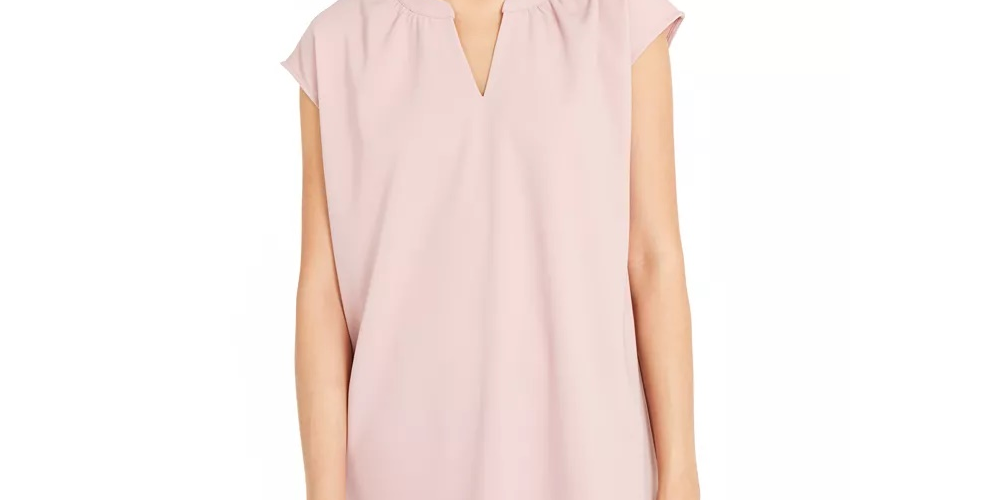Alfani Women's Solid Cap Sleeve Keyhole Tank Top Pink Size Medium