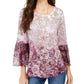 Style & Co Women's Printed Babydoll Tunic Purple Size X-Small