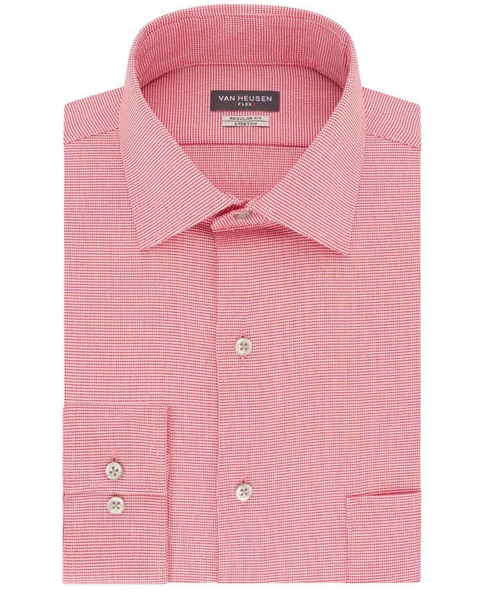 Van Heusen Men's Button Down Stretch Dress Shirt Barn Red Size X-Large