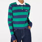 Dickies Women's Stripe Crop Rugby Shirt Green Size Small