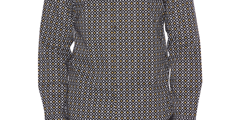 Ax Armani Exchange Men's Slim-Fit Stretch Logo-Print Shirt Black/White Size X-Large