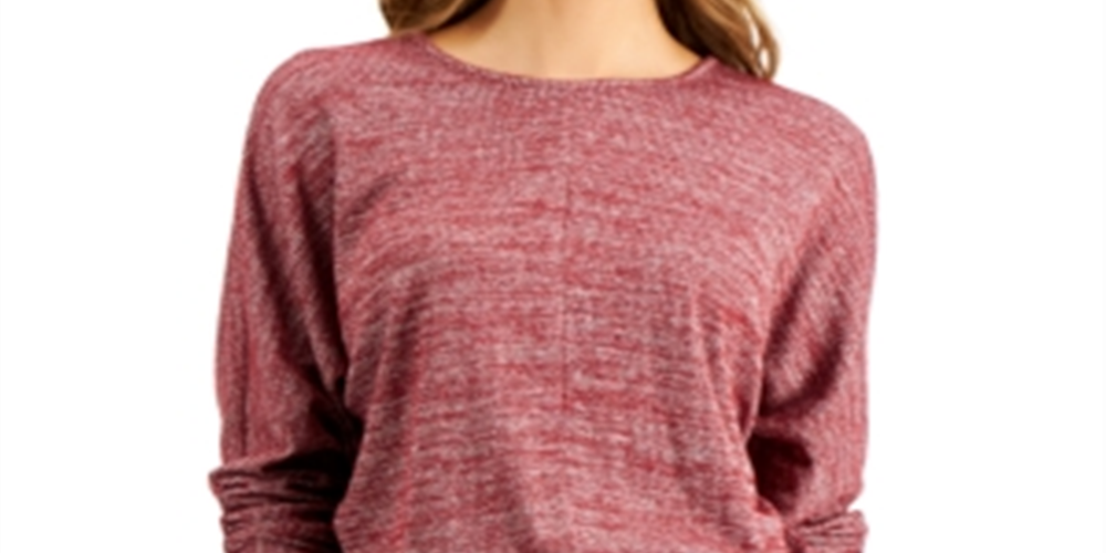Style & Co Women's Heathered Dolman Sleeve Top Red Size Large