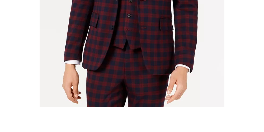 INC International Concepts Men's Slim-Fit Tartan Blazer Red Size X-Large