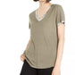 INC International Concepts Women's Turquoise Textured Shiny Short Sleeve V Neck T-Shirt Green Size Small