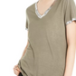 INC International Concepts Women's Turquoise Textured Shiny Short Sleeve V Neck T-Shirt Green Size Small