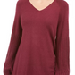 Style & Co Women's Petite Bishop-Sleeve Tunic Sweater Red Size PL