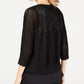 JM Collection Women's Black 3/4 Sleeve Open Cardigan Sweater Black Size -PS