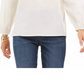 Style & Co Women's Petite Embroidered Smocked-Neck Cotton Top White Size PP