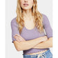 Free People Women's Scalloped Scoop Neck Crop Top Gray Size Large