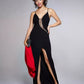 Emerald Sundae Women's Slitted Spaghetti Strap Sweetheart Neckline Full-Length Formal Sheath Dress Black Size Medium