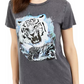 Guess Women's Tiger Dream Easy Fit T-Shirt Gray Size X-Large