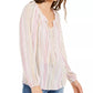 INC International Concepts Women's Striped Peasant Top White Size Large