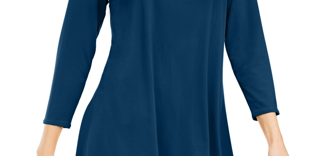 Alfani Women's Petite Solid Swing Top Blue  Size PXL