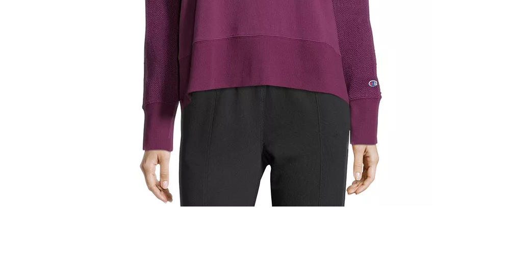 Champion Women's Heritage Cotton Mixed-Texture Sweatshirt Darkpurple Size Medium