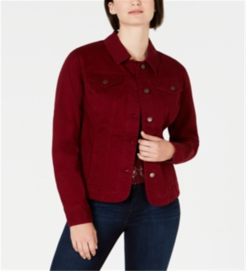 Charter Club Women's Denim Jacket Red Size XL