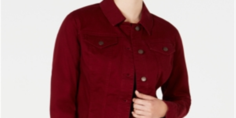 Charter Club Women's Denim Jacket Red Size XL