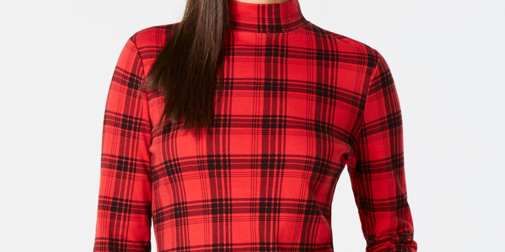 Charter Club Women's Cotton Plaid Top Red Size Medium