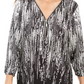 JM Collection Women's Petite Printed Zip-Neck Top Black Size PS/M