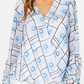 Alfani Women's Petite Printed Surplice Blouse Blue Size Medium