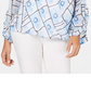 Alfani Women's Petite Printed Surplice Blouse Blue Size Medium