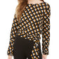 BCX Juniors' Keyhole-Back Side-Tie Top Black /White /Yellow  Size X-Small