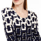 Alfani Women's Printed 3/4 Sleeve Top Navy Size XL