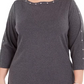 Karen Scott Women's Plus Studded Boat-Neck Top Black Size 0X