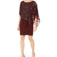 Connected Women's Metallic-Capelet Sheath Dress Brown Size 16