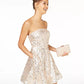 Crystal Dolls Juniors' Short Length Printed Strapless Micro Mini Party Trapeze Dress White Size 1