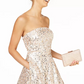 Crystal Dolls Juniors' Short Length Printed Strapless Micro Mini Party Trapeze Dress White Size 1