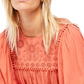 Free People Women's Long Sleeve Jewel Neck Top Orange Size X-Large