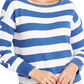 CeCe Women's Cotton Striped Pullover Sweater Blue Size Medium