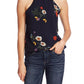 Vince Camuto Women's Floral-Print Mock-Neck Top Blue Size Large