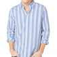 Nautica Men's Striped Collared Dress Shirt Blue Size Medium